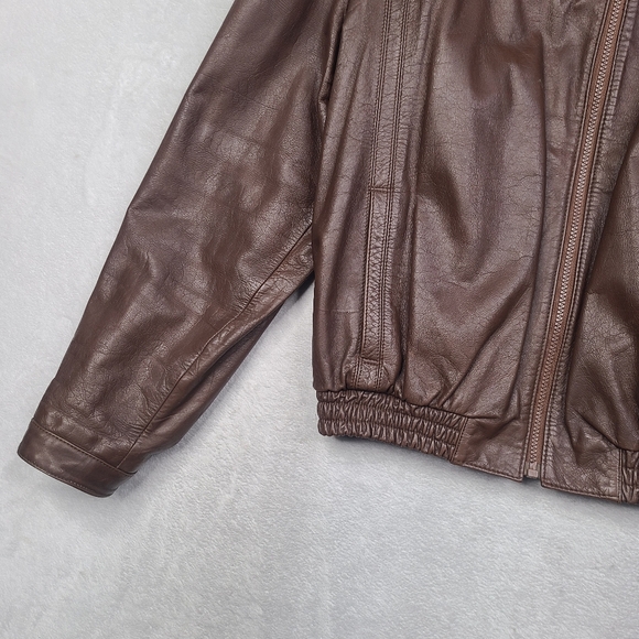 Vintage 70's Cafe Racer Moto Leather Jacket Wilson's Brown Fits Size 44 - Picture 5 of 16